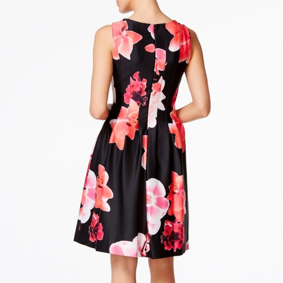 NEW CALVIN KLEIN Floral Fit & Flare Dress with Large Pleats, Size 6 - Picture 5 of 13